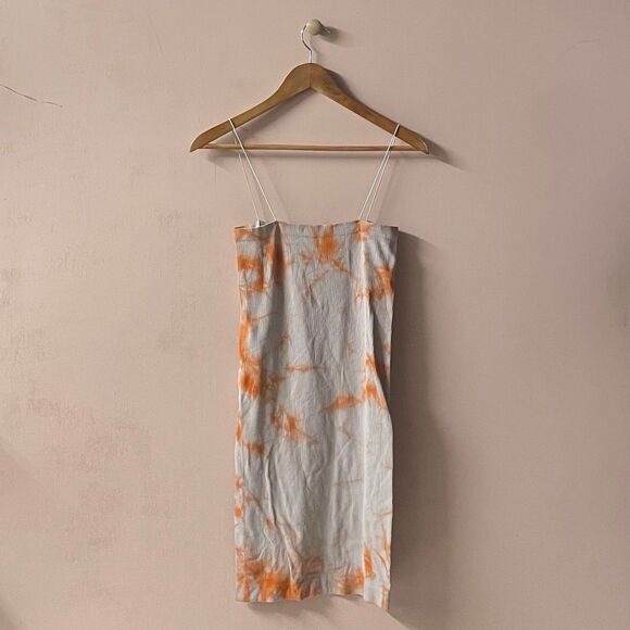 Charlotte Russe Gray & Orange Tie-Dye Ribbed Bodycon Mini Dress Size M GUC - Picture 2 of 7